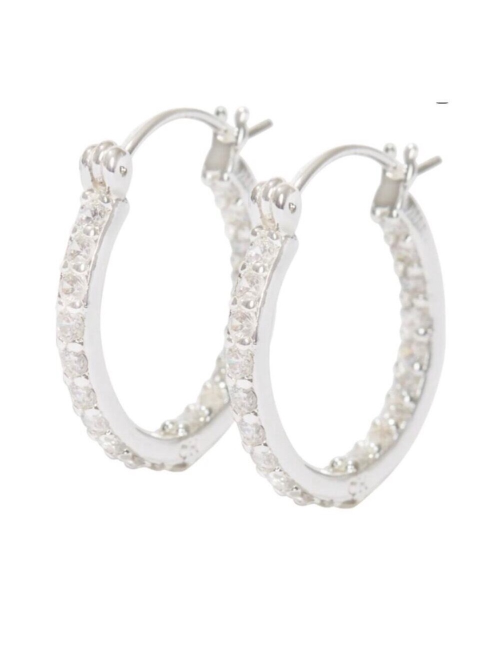 Crystal Haze Silver Plated Mini Serena Hoop Earrings NEW
